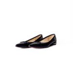 Christian Louboutin Black Lizard-Embossed Leather Anjalina Flats –Size 38.5