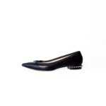 Christian Louboutin Black Lizard-Embossed Leather Anjalina Flats –Size 38.5 - Image 2