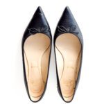 Christian Louboutin Black Lizard-Embossed Leather Anjalina Flats –Size 38.5 - Image 3