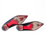 Christian Louboutin Black Lizard-Embossed Leather Anjalina Flats –Size 38.5 - Image 6