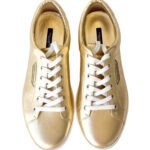 Dolce & Gabbana Metallic Gold Portofino Low-Top Sneakers – Size 43 - Image 3