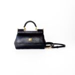Dolce & Gabbana East West Black Calfskin Leather Sicily Bag