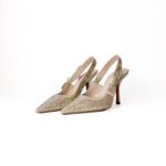Christian Dior Gold Crystal Embellished J'Adior Slingback Pumps – Size 40