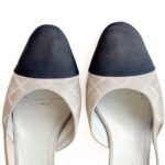 Chanel Gray Suede & Black Grosgrain Classic Slingback Pumps – Size 41C - Image 3