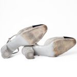 Chanel Gray Suede & Black Grosgrain Classic Slingback Pumps – Size 41C - Image 9