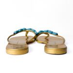 Giuseppe Zanotti Metallic Gold Turquoise Bead & Pyramid Stud Thong Sandals – Size 41 - Image 4