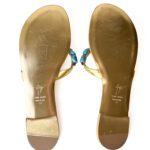 Giuseppe Zanotti Metallic Gold Turquoise Bead & Pyramid Stud Thong Sandals – Size 41 - Image 5