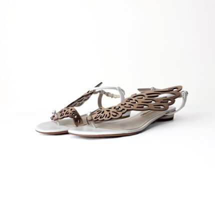 Sophia Webster Off-White/Ivory Leather Seraphina Angel Wing Flat Thong Sandals – Size 41