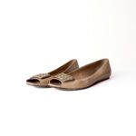 Christian Dior Nude/Beige Smooth Leather Cannage Cutout Buckle Peep-Toe Ballerina Flats – Size 41.5
