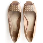 Christian Dior Nude/Beige Smooth Leather Cannage Cutout Buckle Peep-Toe Ballerina Flats – Size 41.5 - Image 3