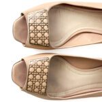 Christian Dior Nude/Beige Smooth Leather Cannage Cutout Buckle Peep-Toe Ballerina Flats – Size 41.5 - Image 4