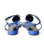 Bottega Veneta Cobalt Blue Matte Leather Intrecciato Medallion Strappy Flat Sandals – Size 41 - Image 4