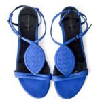 Bottega Veneta Cobalt Blue Matte Leather Intrecciato Medallion Strappy Flat Sandals – Size 41 - Image 3