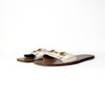 Gucci Off-White/Cream Leather Horsebit Fringe Slide Sandals – Size 41
