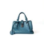 Bottega Veneta Roma Small Intrecciato Tote/Shoulder Bag – Teal Blue Nappa Lambskin Leather