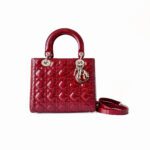 Christian Dior Cherry Red Patent Leather Lady Dior Bag