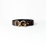 Dolce & Gabbana Crossed DG Logo Buckle Belt – Leopard-Print Textured Leather