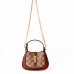 Gucci Jackie 1961 Mini Shoulder Bag Crystal GG Canvas & Brown Leather - Image 4