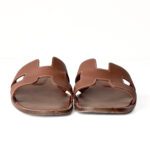 Hermès Gold Calfskin Leather Oran Flat Sandals – Size 38.5 - Image 3