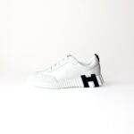 Hermès White Calfskin & Suede Bouncing Sneakers – Size 37 - Image 2