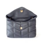 Saint Laurent Grey Lambskin Leather Loulou Puffer Bag - Image 3