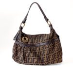 Fendi Brown Black Zucca Canvas Hobo Bag