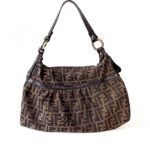 Fendi Brown Black Zucca Canvas Hobo Bag - Image 4