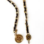 Chanel Vintage Single-Chain Black Lambskin CC Medallion Belt - Image 2