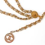 Chanel 3-Tier Multi-Chain Beige/Taupe Leather Medallion Belt - Image 3