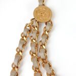 Chanel 3-Tier Multi-Chain Beige/Taupe Leather Medallion Belt - Image 2
