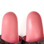 Louis Vuitton Bom Dia Monogram Canvas / Pink Leather Flat Mules - Image 6