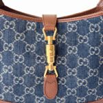 Gucci Jackie 1961 Small Shoulder Bag – GG Monogram Denim Canvas & Brown Grained Leather - Image 3