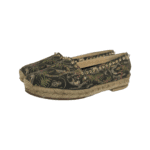 Christian Louboutin Black Canvas Loubi Jungle Print Ares Spikes Flat Espadrilles Size 39