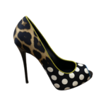 Giuseppe Zanooti Polka Dot/ Leopard Print Leather Peep Toe Pumps Size 39 - Image 5