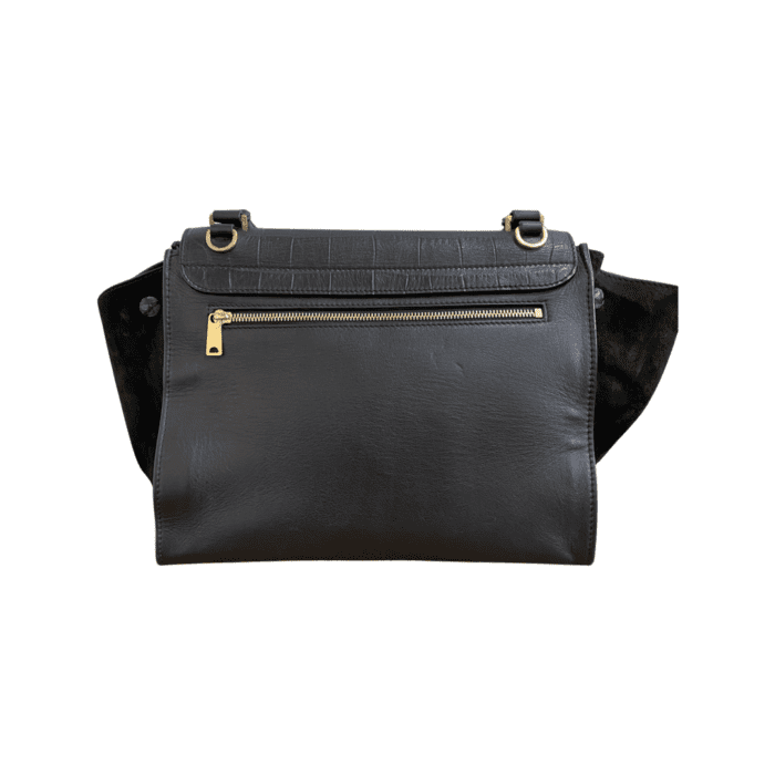 Celine Black Embossed Leather Trapeze Top Handle Bag - Image 2