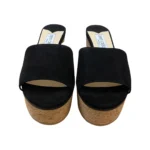 Jimmy Choo Black Suede Leather Deedee Cork Wedge Slide Sandals Size 39 - Image 8