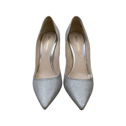 Nicholas Kirkwood Silver Glittery Fabric with Pearl Embellishment Mira 90 Pumps Size 39