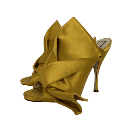 N21 Yellow Satin Raso Knot Peep Toe Mules Size 39