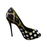 Giuseppe Zanooti Polka Dot/ Leopard Print Leather Peep Toe Pumps Size 39 - Image 7