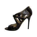 Jimmy Choo Grey Painted Eel Skin Prosper Cutout Pumps Size 37.5 - Image 4