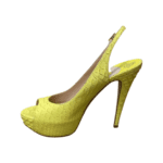 Gina Yellow Python Leather Peep Toe Platform Slingback Sandals Size 40 - Image 7