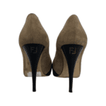 Fendi Beige/Black Suede Leather FF Heels Round Toe Platform Pumps Size 38 - Image 7