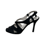 Emporio Armani Black Velvet Leather Platform Sandals Size 37.5 - Image 6