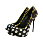 Giuseppe Zanooti Polka Dot/ Leopard Print Leather Peep Toe Pumps Size 39