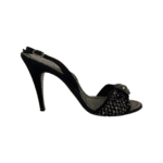 René Caovilla Black Satin Crystal Embellished Slingback Sandals Size 39 - Image 6