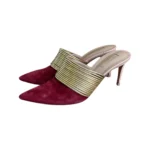 Aquazzura Red Suede Rendez Vous Mules Size 38