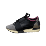 Balenciaga Black/Fuchsia Leather And Fabric Race Runner Low Top Sneakers Size 39 - Image 6