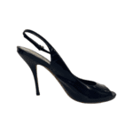 Gucci Navy Blue Patent Leather Peep Toe Slingback Sandals Size 41 - Image 4