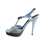 Saint Laurent Silver and Gold Leather Platform Sandals Size 37 - Image 6