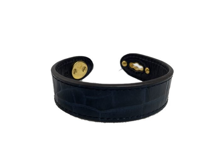 Mulberry Blue Croc Embossed Bayswater Leather Bracelet - Image 2